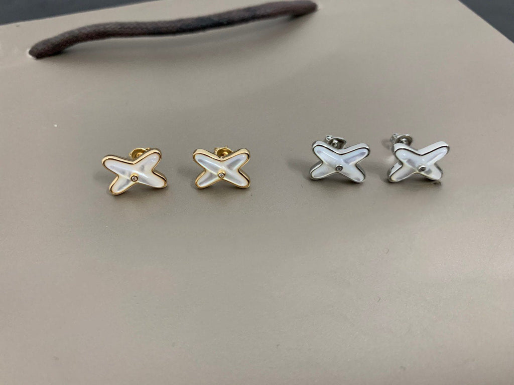 ¡®Imperial¡¯JEUX DE WHITE MOP SILVER DIAMOND EARRINGS