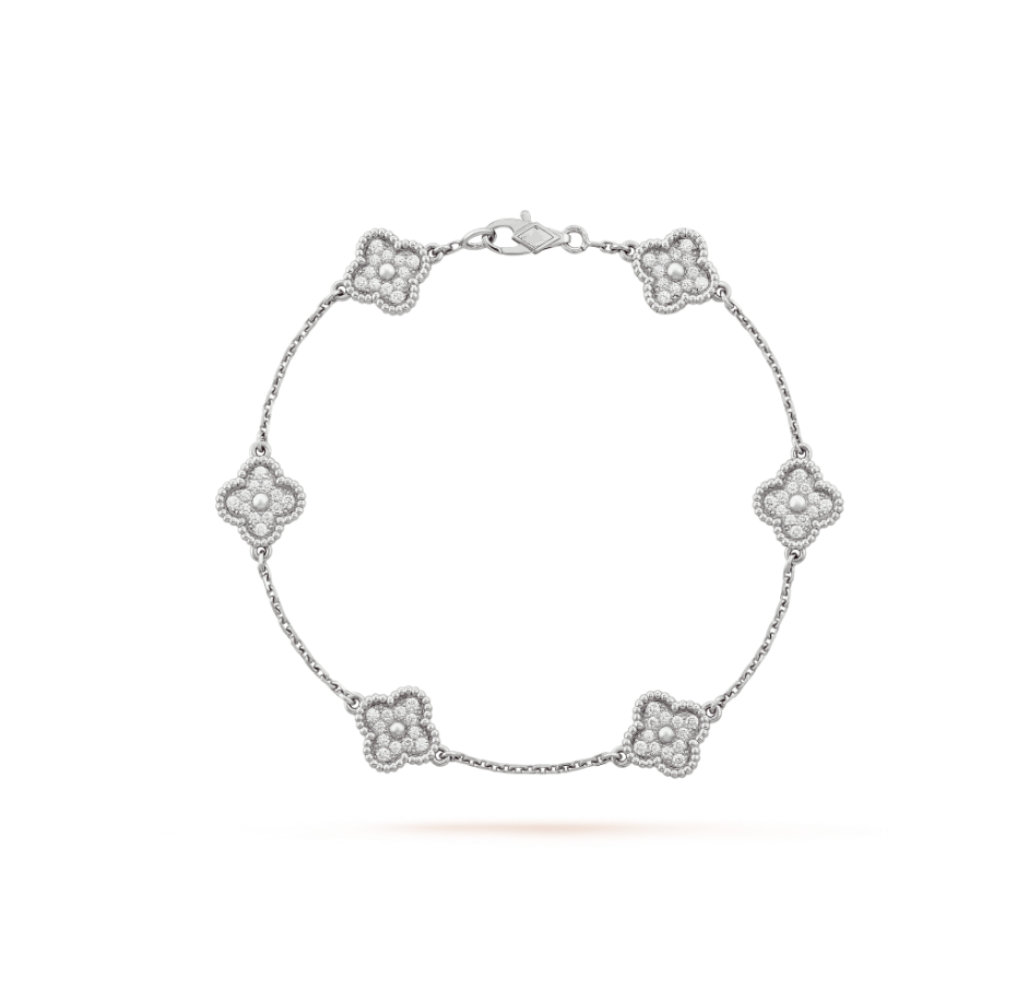 ¡®Imperial¡¯CLOVER 6 MOTIF SILVER DIAMOND BRACELET