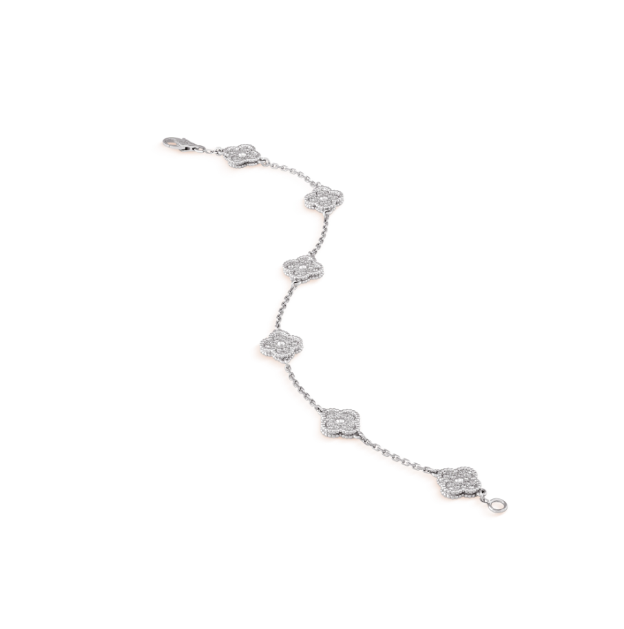 ¡®Imperial¡¯CLOVER 6 MOTIF SILVER DIAMOND BRACELET