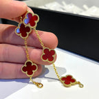 [Imperial]New  CLOVER 5 MOTIF RED CORNELIAN BRACELET COLLECTION