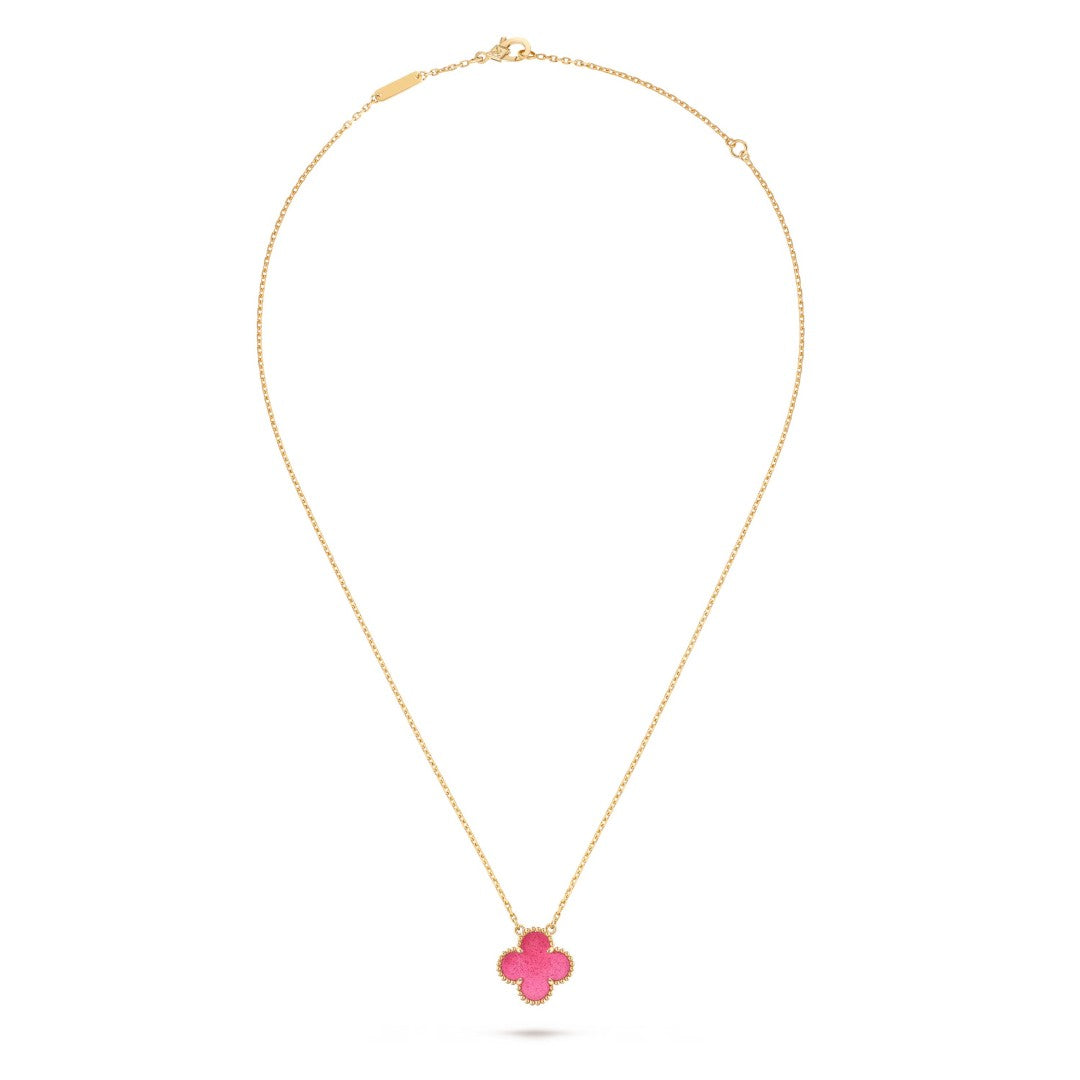 [Imperial]  NEW CLOVER 15MM PINK ENAMEL NECKLACE