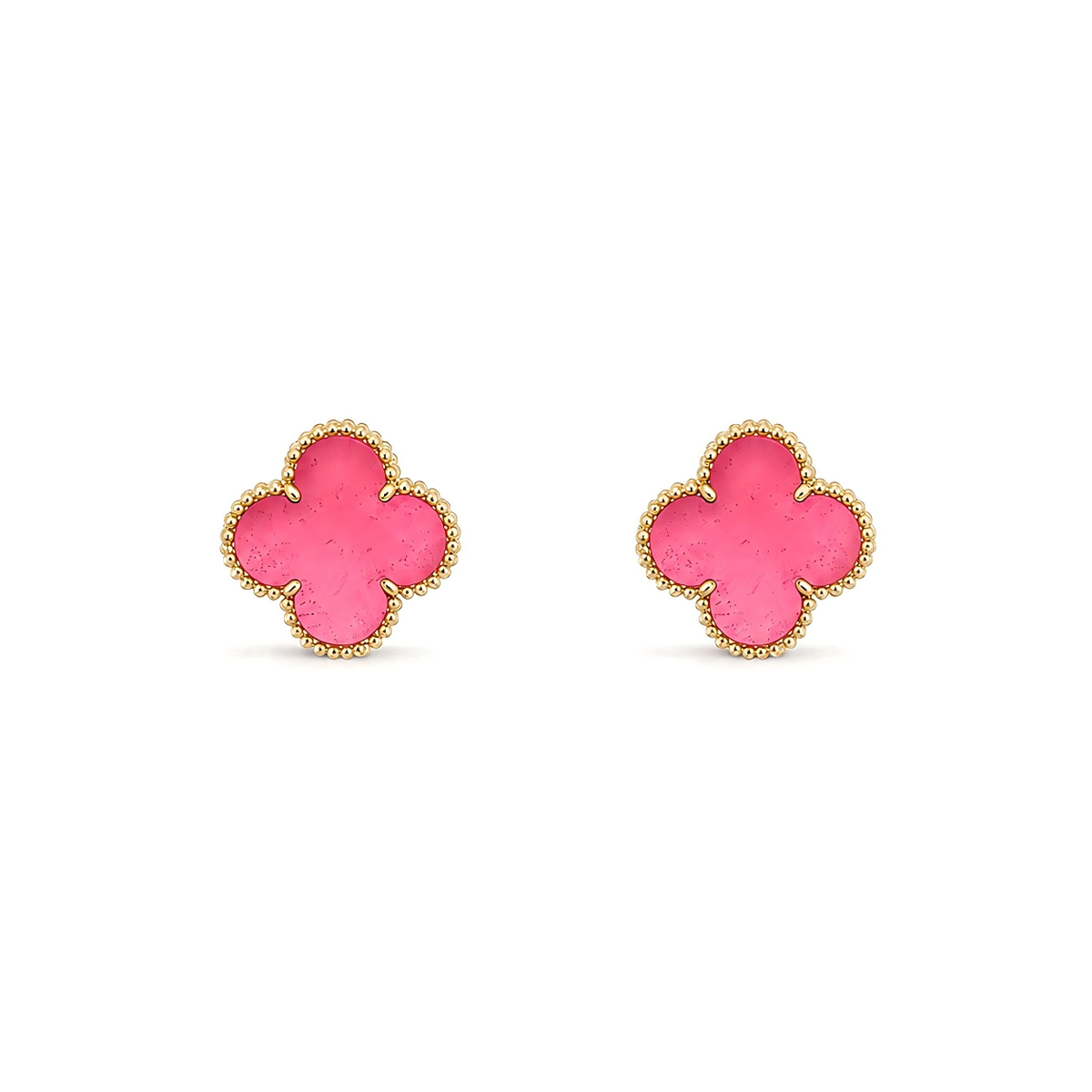 [Imperial] NEW CLOVER 15MM PINK ENAMEL STUD EARRINGS