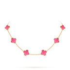 [Imperial] NEW CLOVER 10 MOTIFS PINK ENAMEL NECKLACE