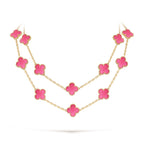 [Imperial]  NEW CLOVER 20 MOTIFS PINK ENAMEL NECKLACE