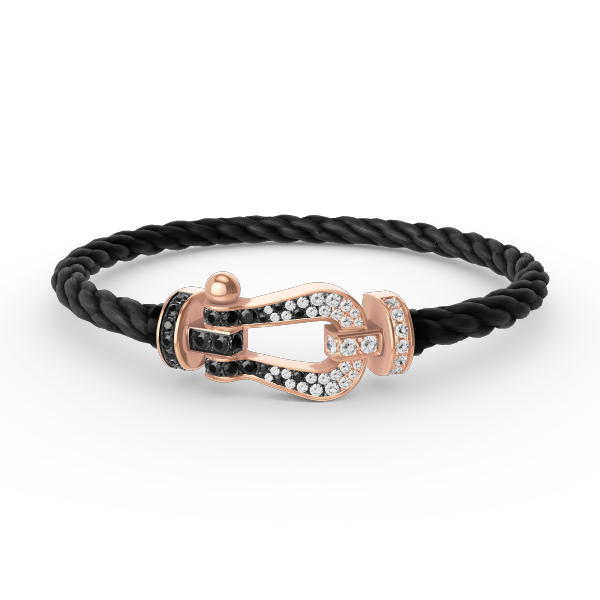 ¡®Imperial¡¯FORCE LARGE HORSESHOE BLACK WHITE DIAMOND BRACELET ROSE GOLD