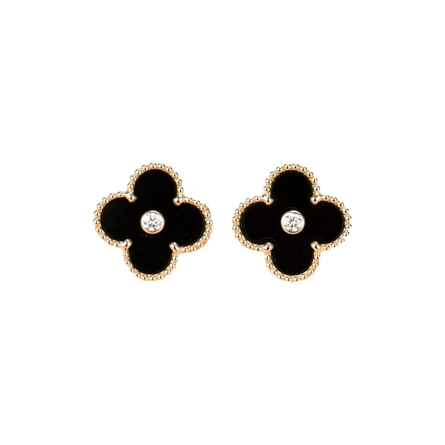 ¡®Imperial¡¯CLOVER MEDIUM 1 MOTIFS ONYX DIAMOND EARRINGS