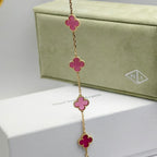 [Imperial] NEW CLOVER 5 MOTIFS PINK ENAMEL BRACELET