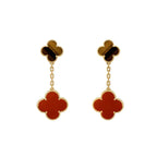 ¡®Imperial¡¯CLOVER  2 MOTIF  TIGER EYE CARNELIAN EARRINGS