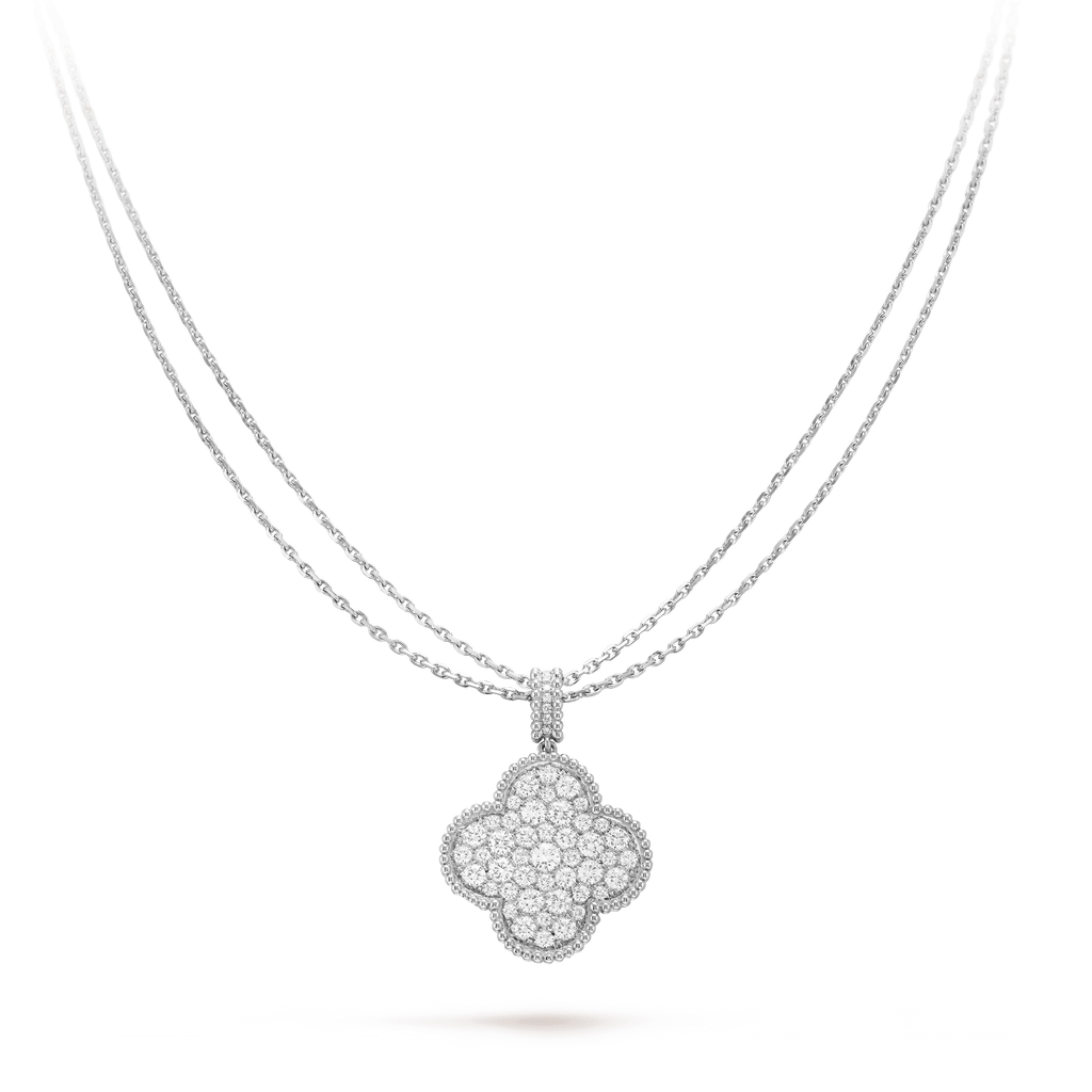 ¡®Imperial¡¯CLOVER 25MM SILVER FULL DIAMOND BIG CLOVER NECKLACE
