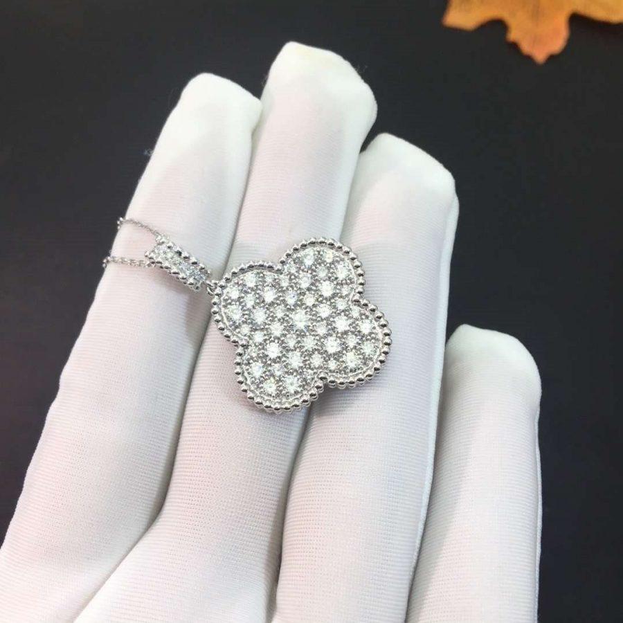 ¡®Imperial¡¯CLOVER 25MM SILVER FULL DIAMOND BIG CLOVER NECKLACE