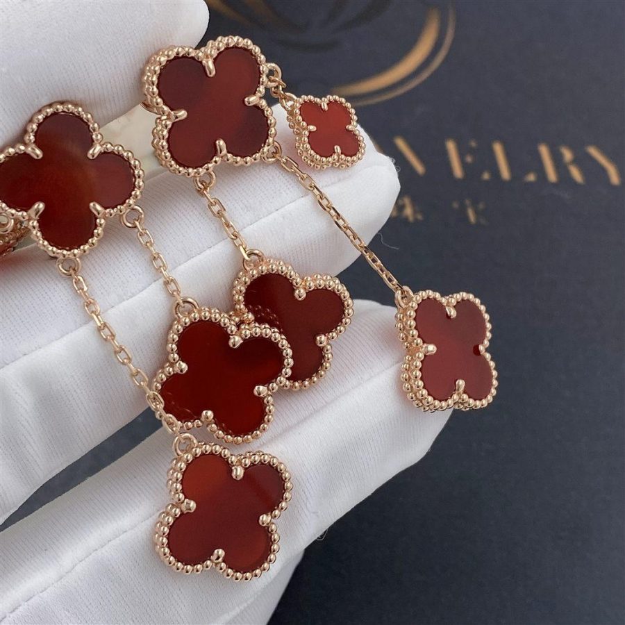 ¡®Imperial¡¯CLOVER EARRINGS CARNELIAN 4 MOTIFS PINK GOLD
