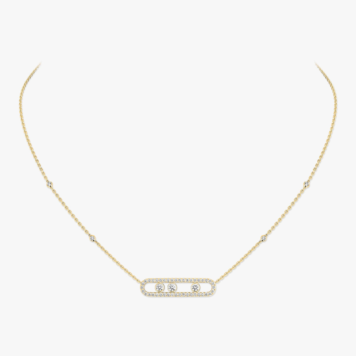 [Imperial]  Move Pave_ Rose Gold Diamond Necklace
