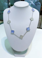 ¡®Imperial¡¯CLOVER 10 MOTIFS CHALCEDONY DIAMONDS SILVER NECKLACE